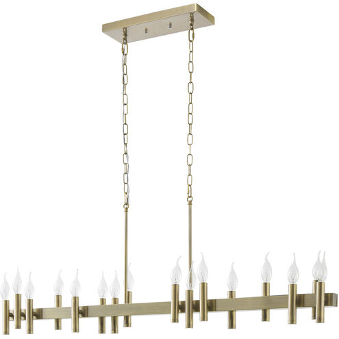 Collette 16 Light 48 inch Antique Brass Linear Pendant Ceiling Light in Brushed Brass