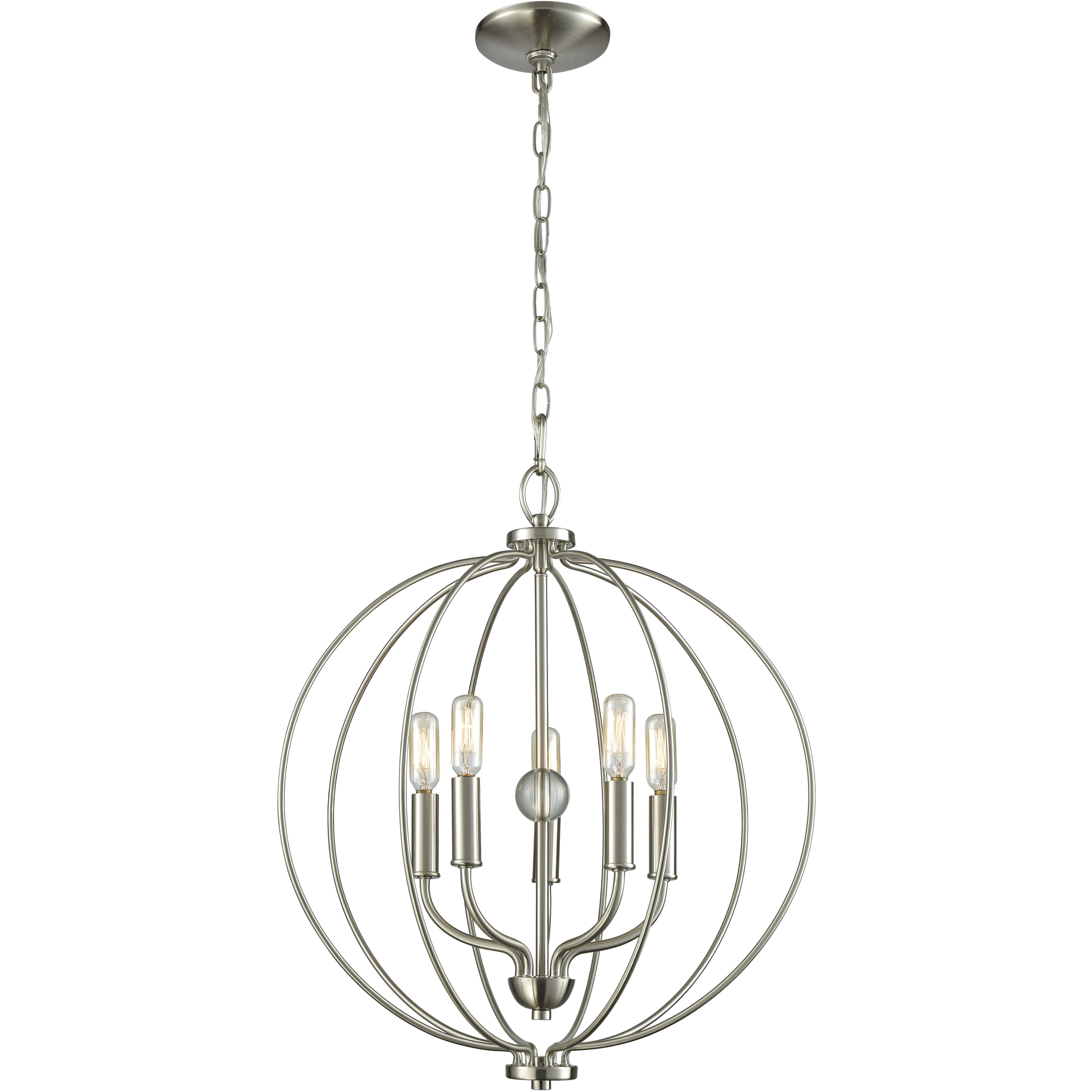 Williamsport 5 Light 19 inch Brushed Nickel Chandelier Ceiling Light