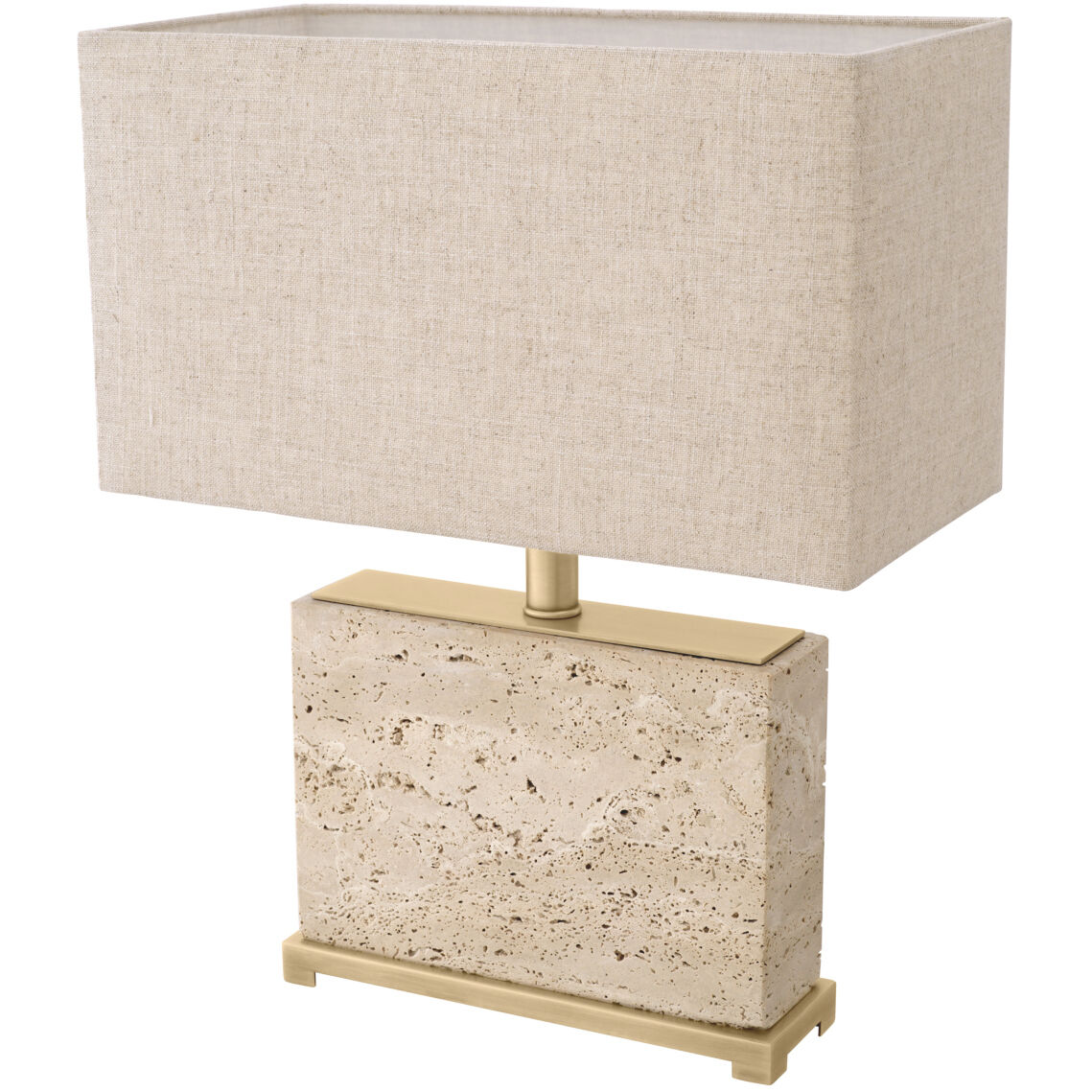 Newton 21.65 inch 40 watt Travertine with Antique Brass Table Lamp Portable Light, Small