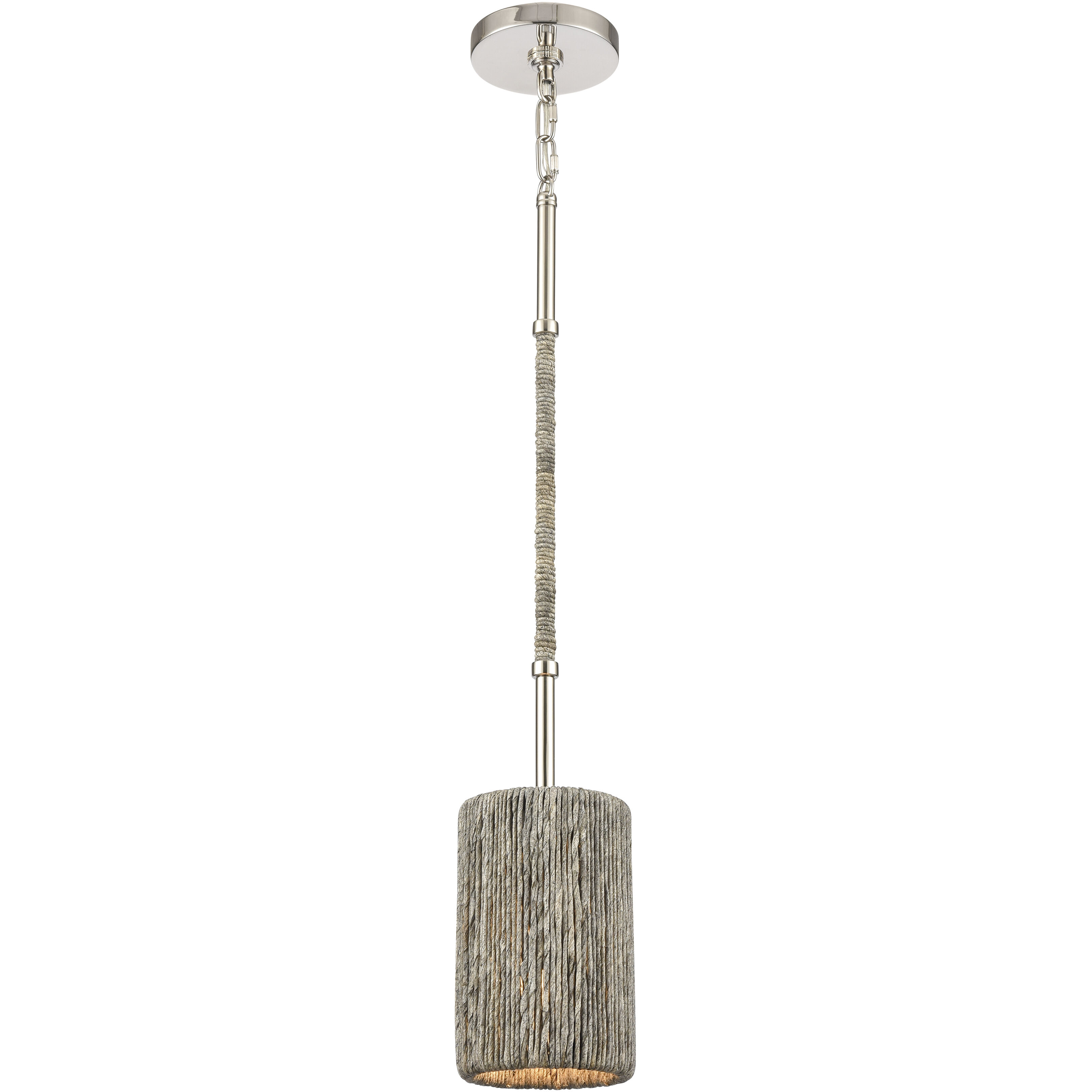 Abaca 1 Light 5.25 inch Polished Nickel with Gray Mini Pendant Ceiling Light