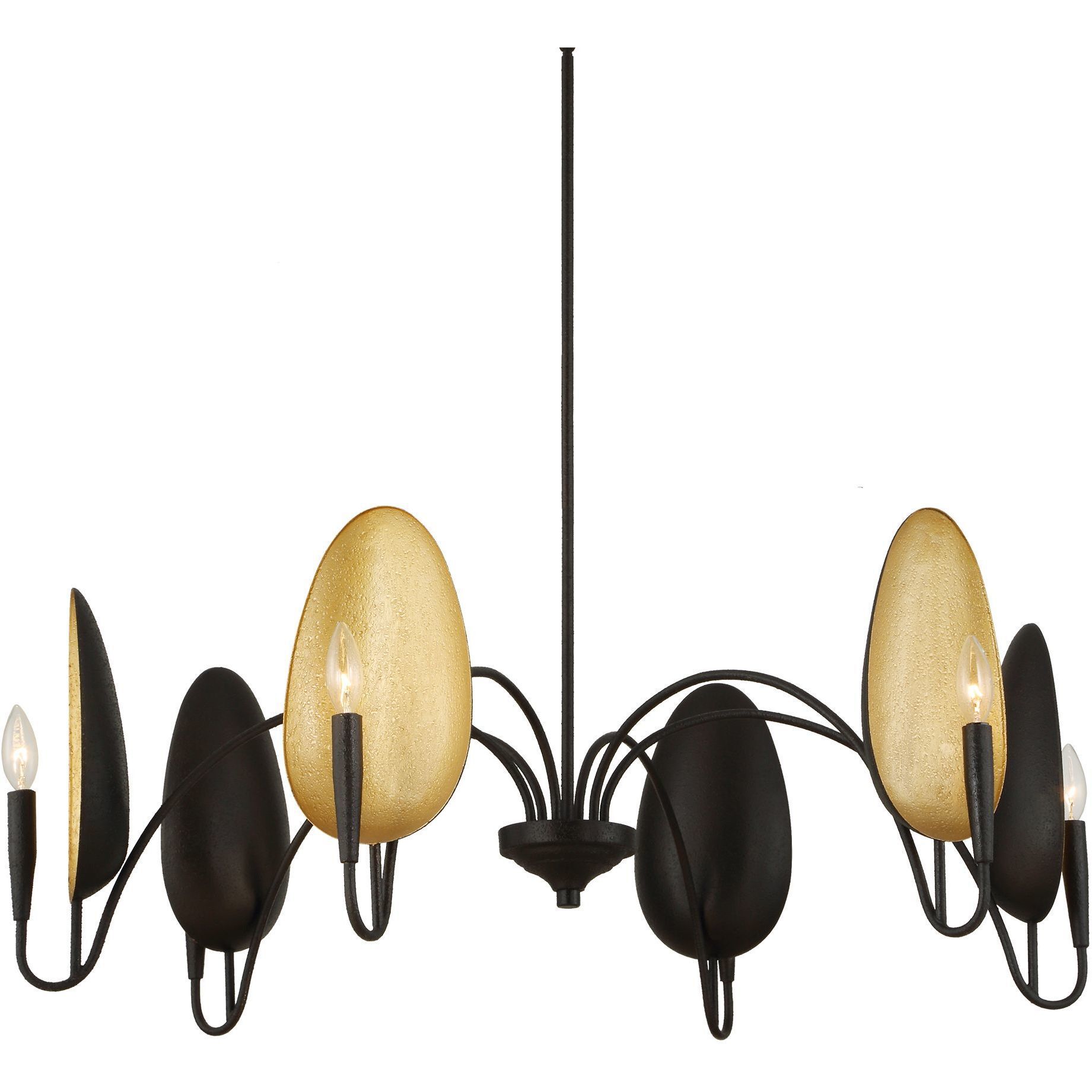 Warwick 6 Light 41.5 inch Black and Gold Textured Chandelier Ceiling Light