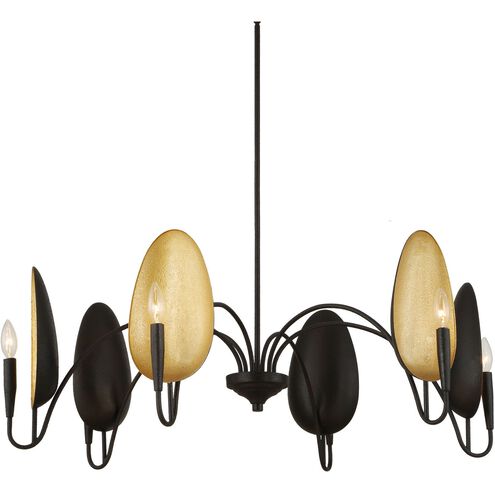 Warwick 6 Light 41.5 inch Black and Gold Textured Chandelier Ceiling Light