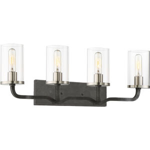 Sherwood 4 Light 32 inch Iron Black and Brushed Nickel Accents Vanity Light Wall Light