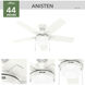 Anisten 44 inch Fresh White with Fresh White/Light Oak Blades Ceiling Fan