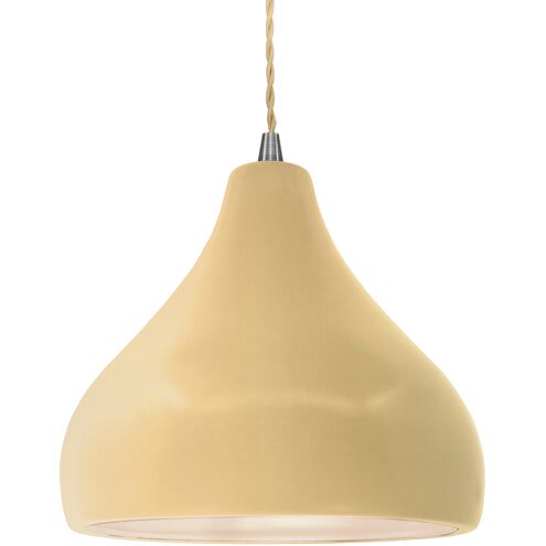 Radiance LED 11.5 inch Brushed Nickel and Muted Yellow Pendant Ceiling Light