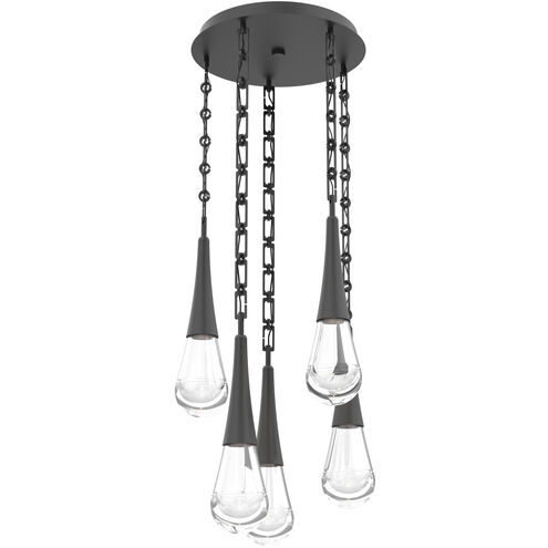 Raindrop LED 18.8 inch Matte Black Multi-Pendant Ceiling Light in 3000K LED, Rectangular Chain