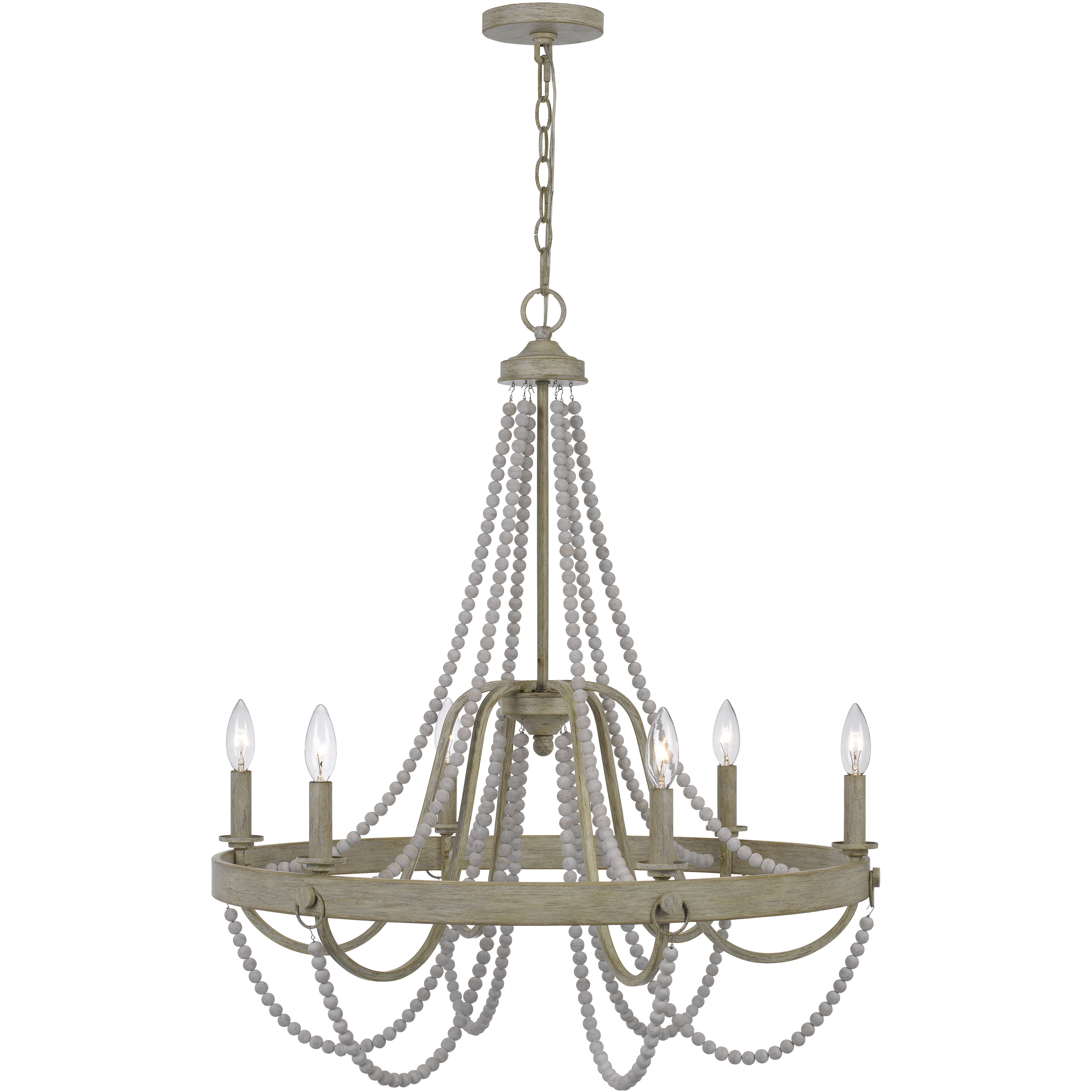 Macon 6 Light 28 inch Drifted Wood and Antique Silver Chandelier Ceiling Light