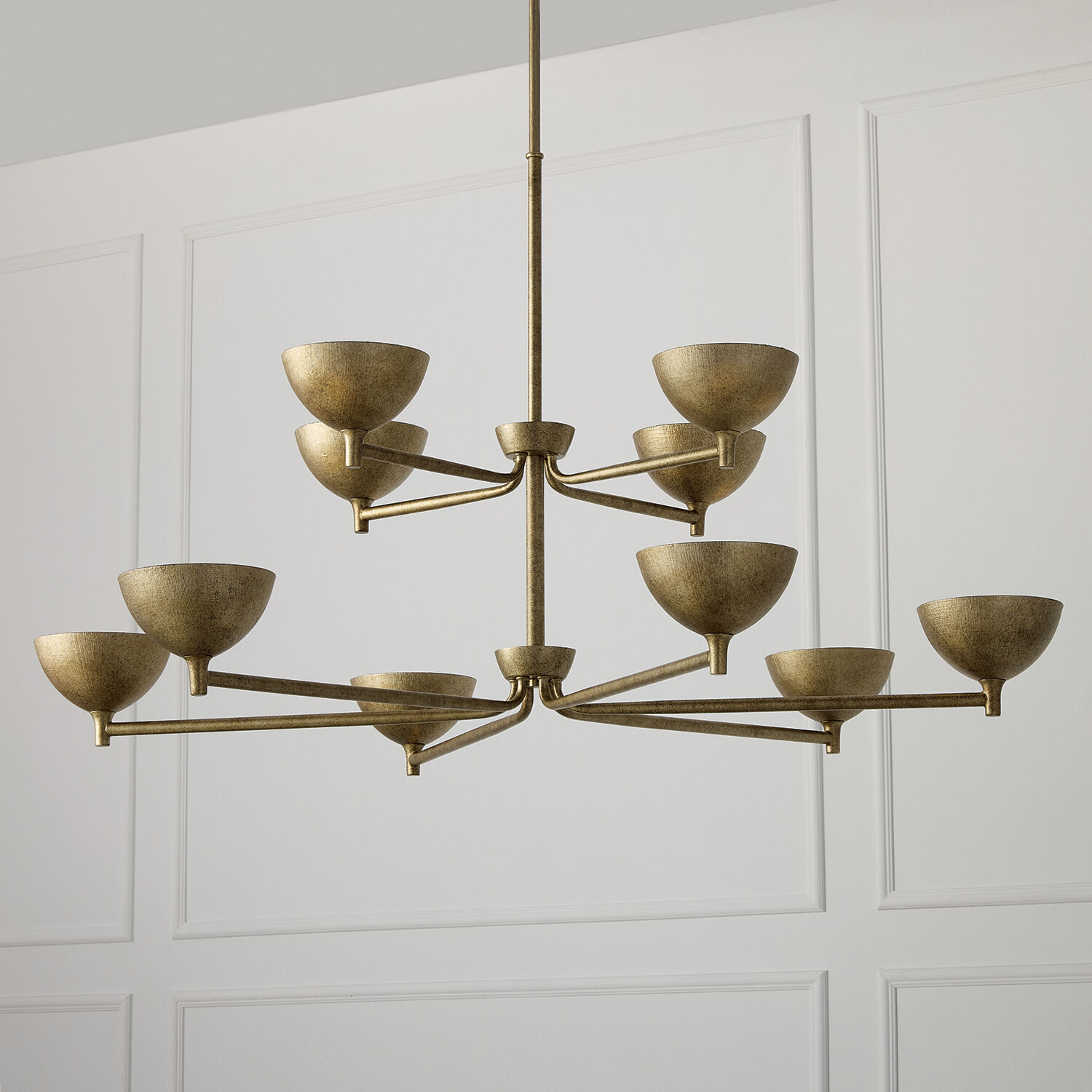 Francesca LED 43 inch Feathered Gold Chandelier Ceiling Light