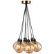 Gem LED 18 inch Black and Brushed Brass Chandelier Ceiling Light in Amber