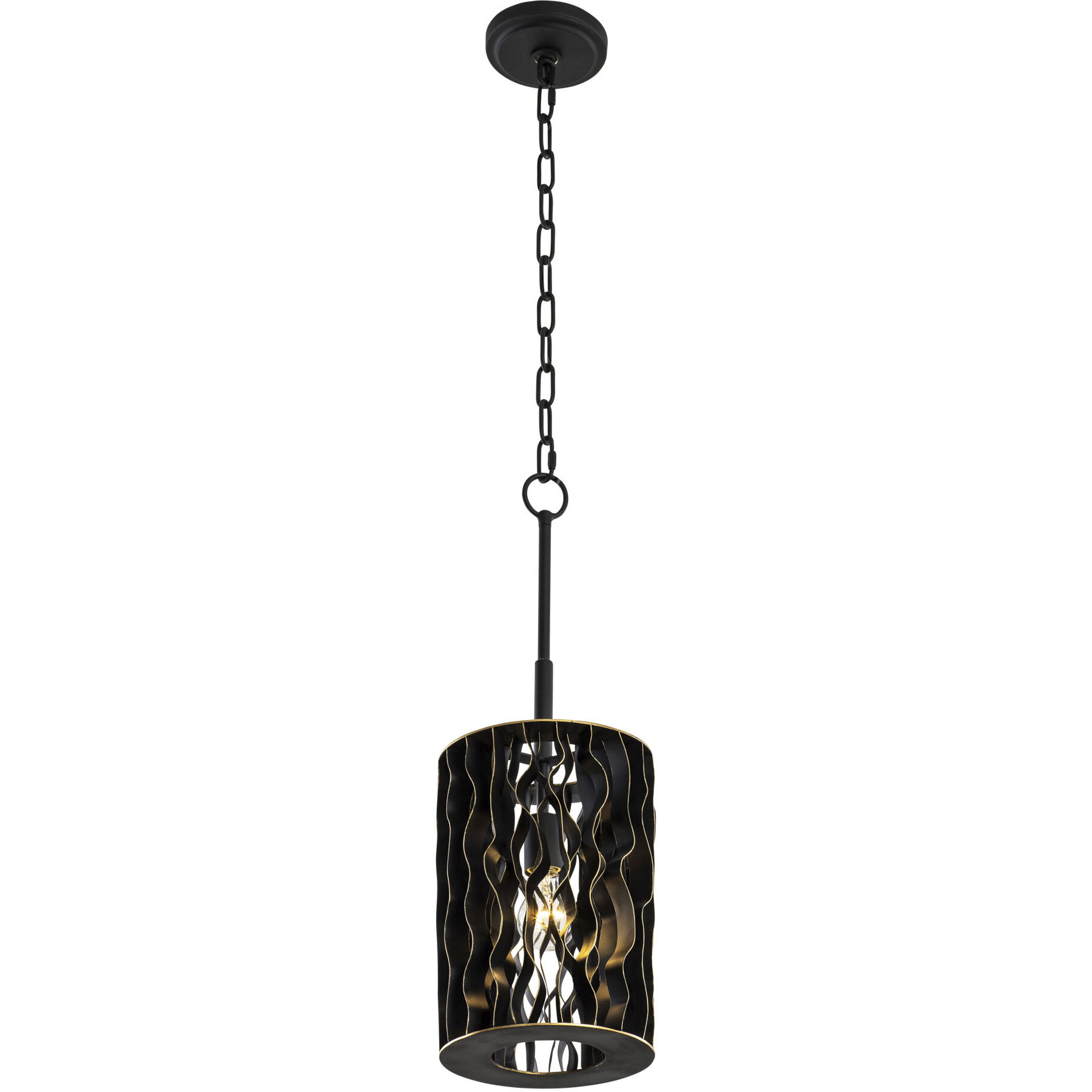 Estela 1 Light 8.5 inch Matte Black and French Gold Mini Pendant Ceiling Light, Smithsonian Collaboration