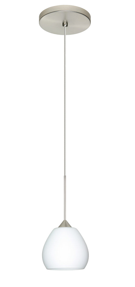 Tay Tay LED Satin Nickel Pendant Ceiling Light in Opal Matte Glass