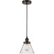 Franklin Restoration Large Cone 1 Light 8 inch Oil Rubbed Bronze Mini Pendant Ceiling Light in Seedy Glass
