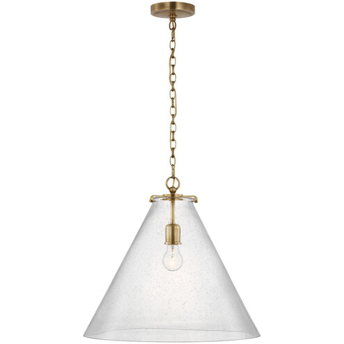 Thomas O'Brien Katie LED 20 inch Hand-Rubbed Antique Brass Conical Pendant Ceiling Light, Large