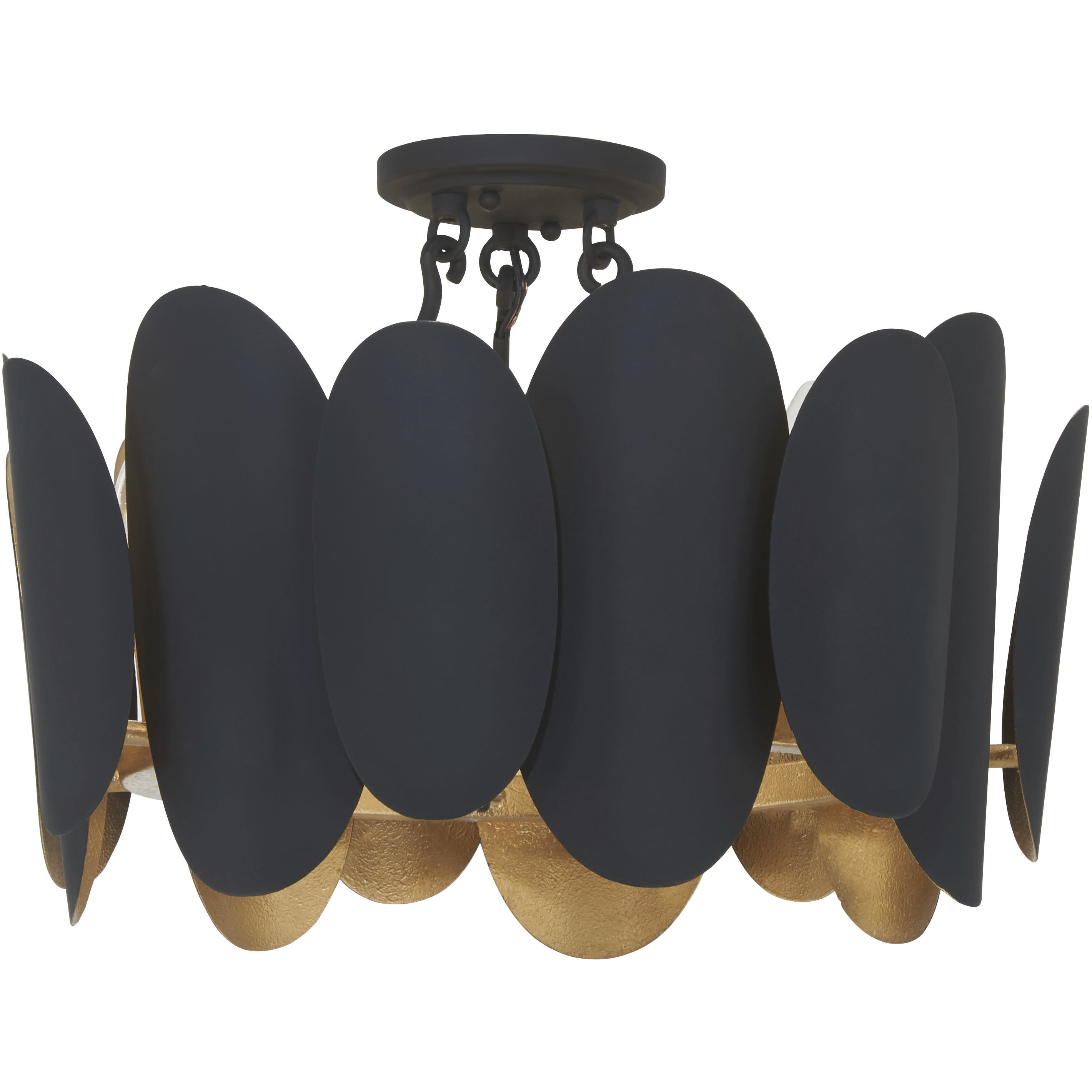 Vailen 7 Light 20 inch Dark Matte Black Semi Flush Ceiling Light
