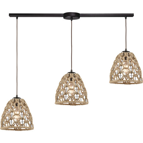 Coastal Inlet 3 Light 36 inch Oil Rubbed Bronze Multi Pendant Ceiling Light in Linear with Recessed Adapter, Configurable