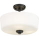 Arlington 3 Light 14.75 inch Matte Black Semi Flush Mount Ceiling Light