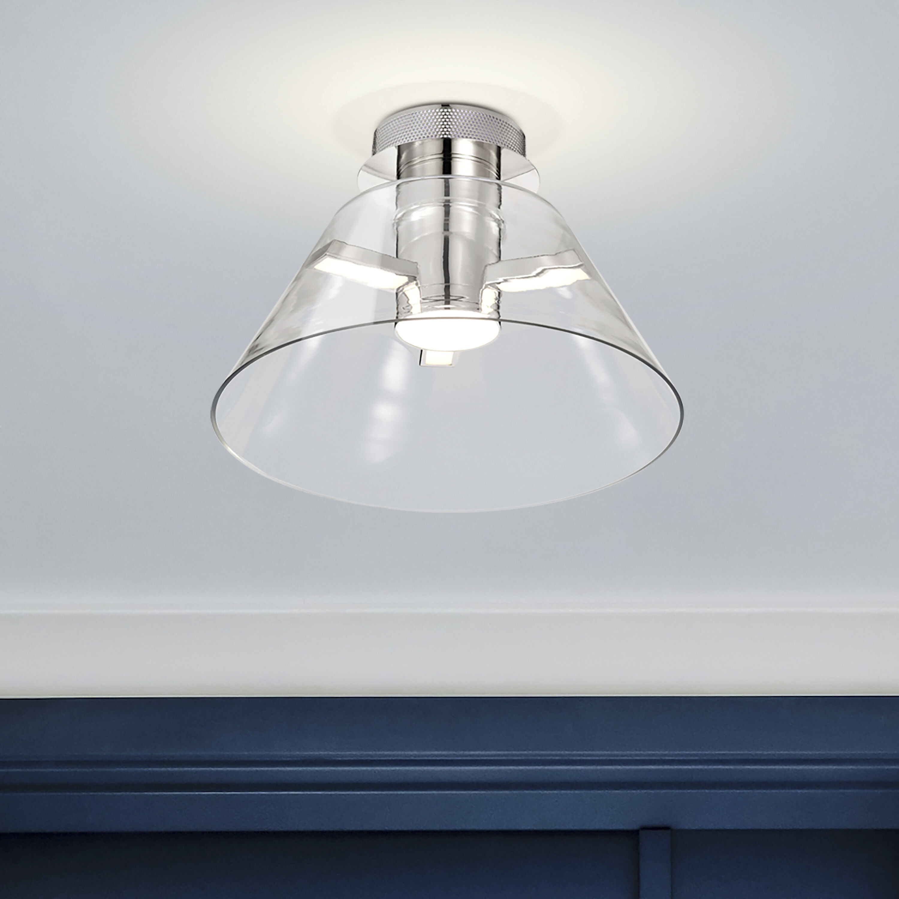 Edmond LED 13.63 inch Polished Nickel Semi Flush Mount Ceiling Light