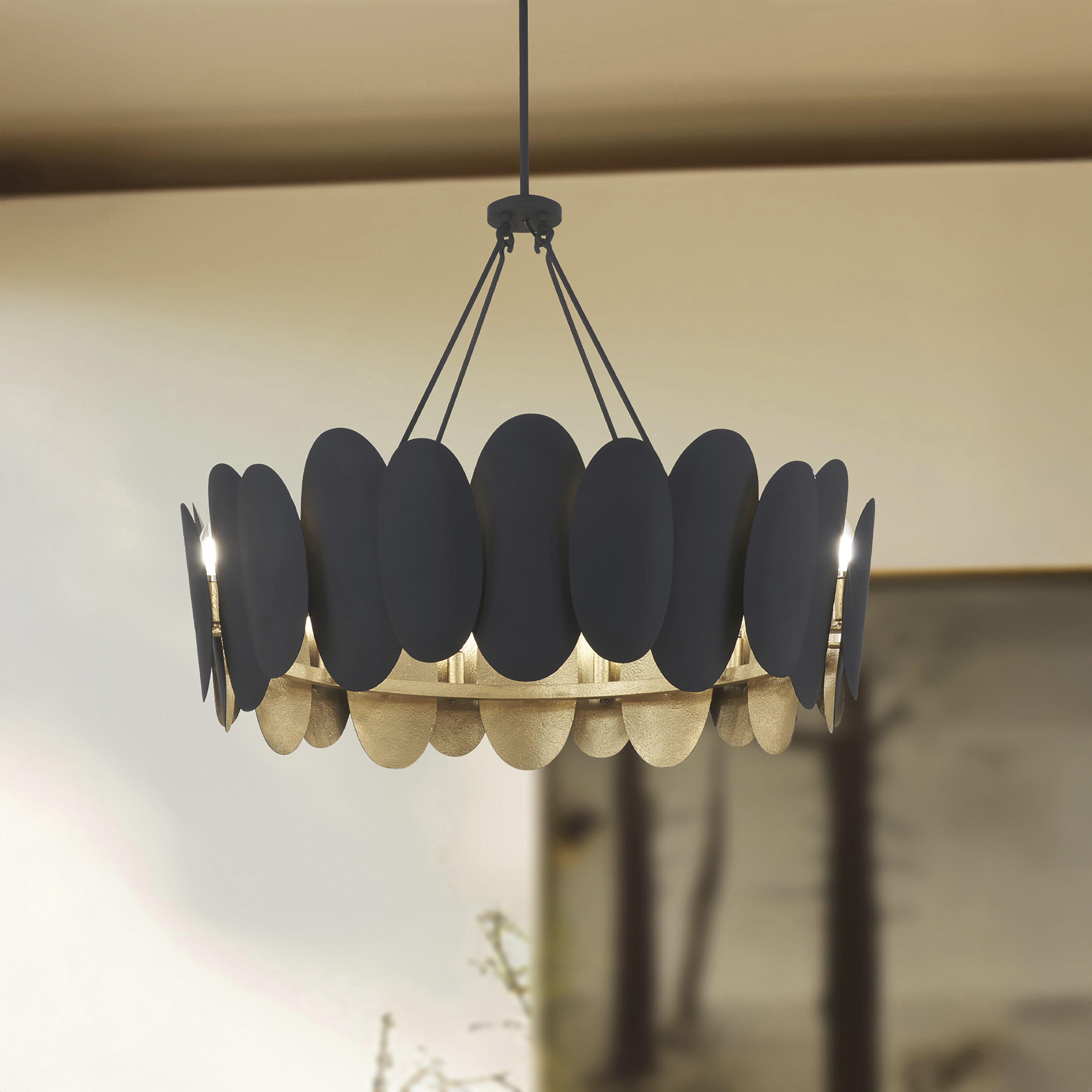 Vailen 12 Light 36 inch Dark Matte Black Pendant Ceiling Light