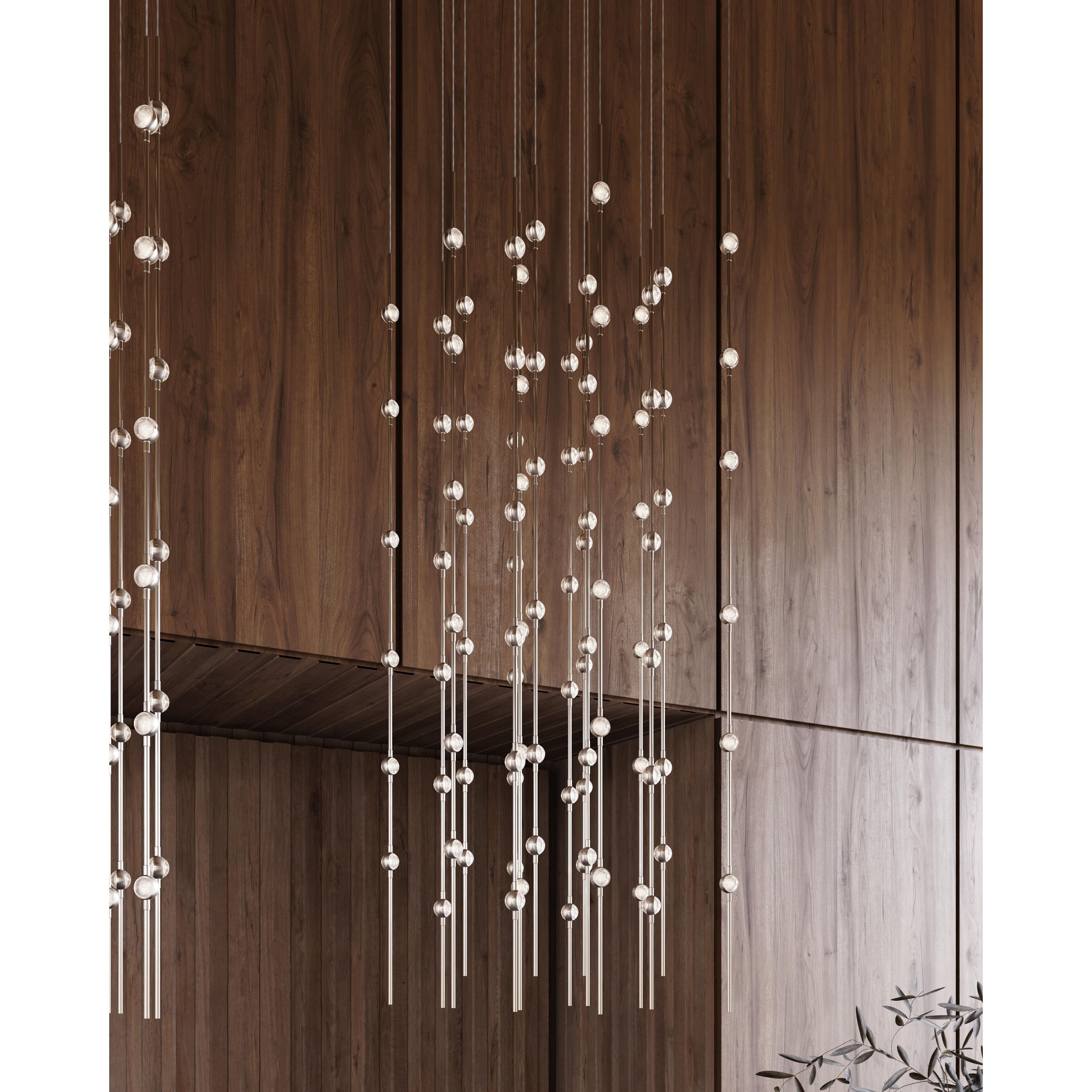 Constellation Andromeda LED 21.5 inch Satin Nickel Chandelier Ceiling Light in 3000K, Clear Faceted Acrylic, 10 FT. Cord