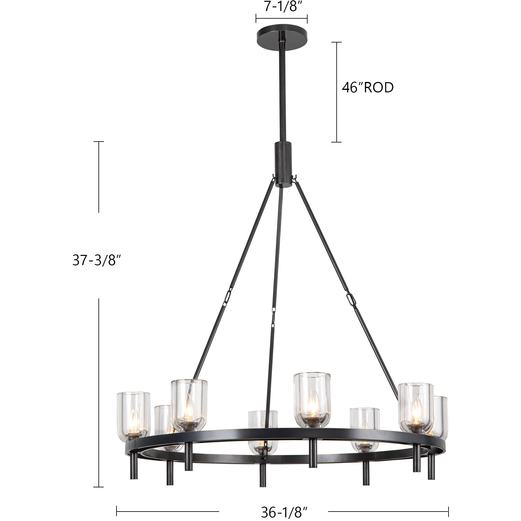 Lucian 8 Light 36.13 inch Urban Bronze/Clear Crystal Chandelier Ceiling Light in Clear Glass