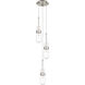Milan 3 Light 11.88 inch Brushed Satin Nickel Multi Pendant Ceiling Light in Clear Glass