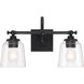Antonia 2 Light 17.38 inch Coal Black Bath Vanity Light Wall Light