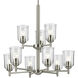 Shailene 9 Light Brushed Nickel Chandelier Ceiling Light in Clear