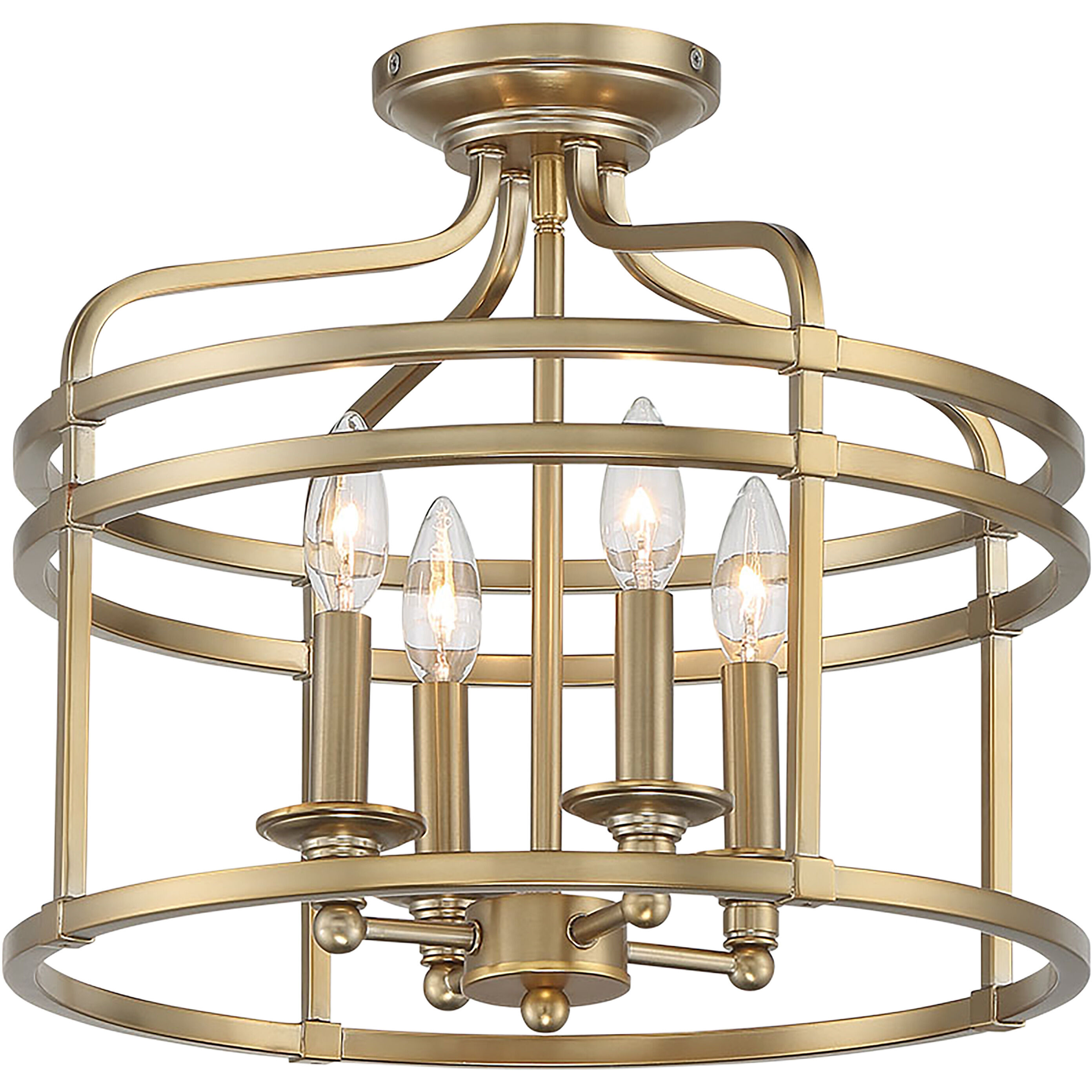Covent Park 4 Light 16 inch Brushed Honey Gold Semi Flush Mount Ceiling Light