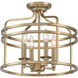 Covent Park 4 Light 16 inch Brushed Honey Gold Semi Flush Mount Ceiling Light