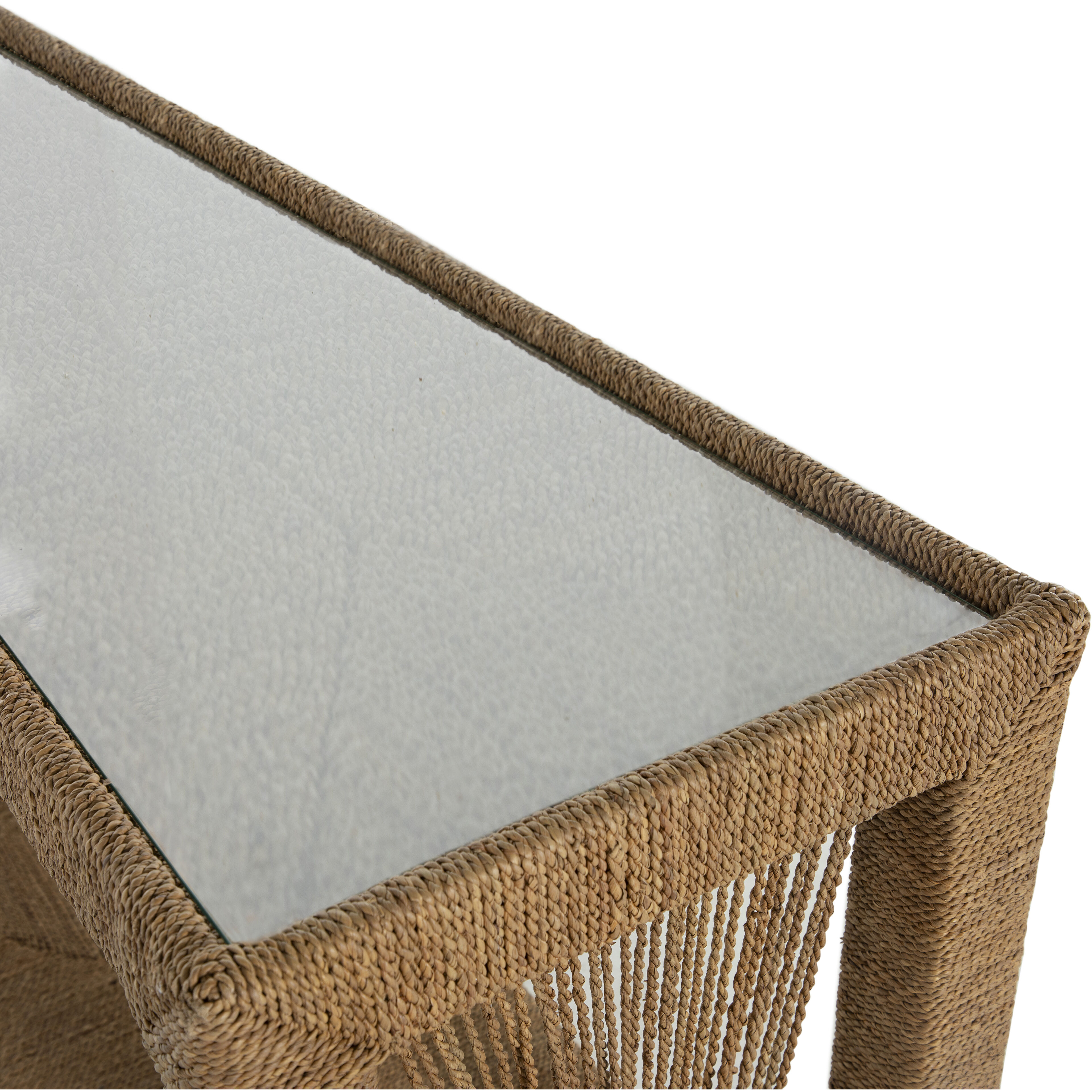 Hutch 70 X 18 inch Natural Seagrass / Tempered Glass Console Table