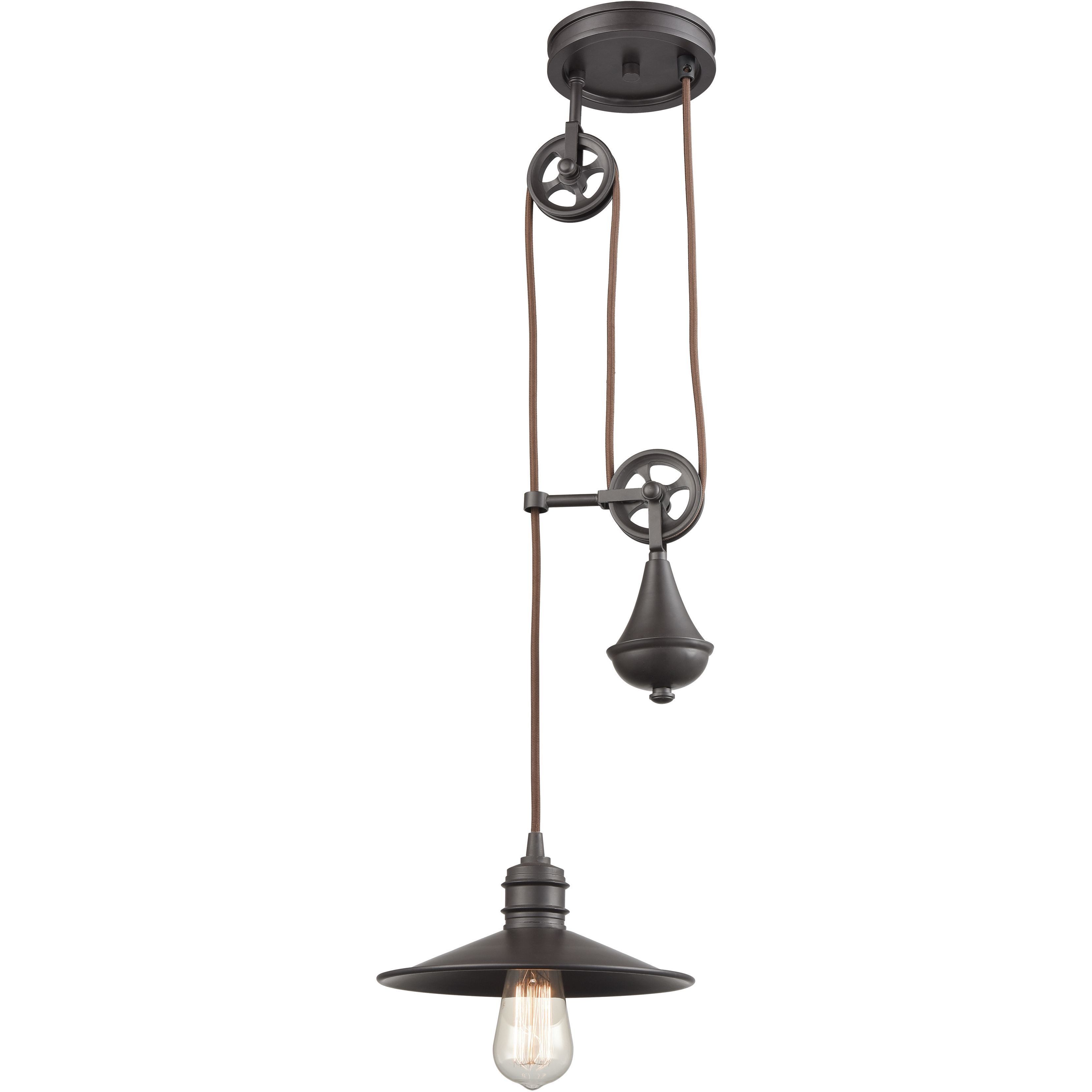 Spindle Wheel 1 Light 10 inch Oil Rubbed Bronze Mini Pendant Ceiling Light