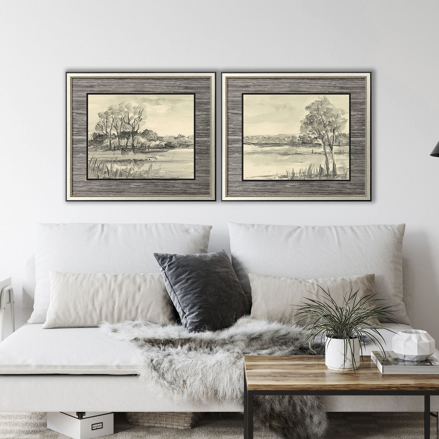 Graphite Plein Air Black and Beige and Neutral Framed Art
