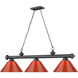 Cordon 3 Light 57.25 inch Bronze Plate Billiard Ceiling Light in Red Plastic
