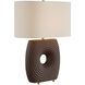 Geno 22.63 inch 150 watt Coffee Brown Matte Glaze and Antique Brass Table Lamp Portable Light
