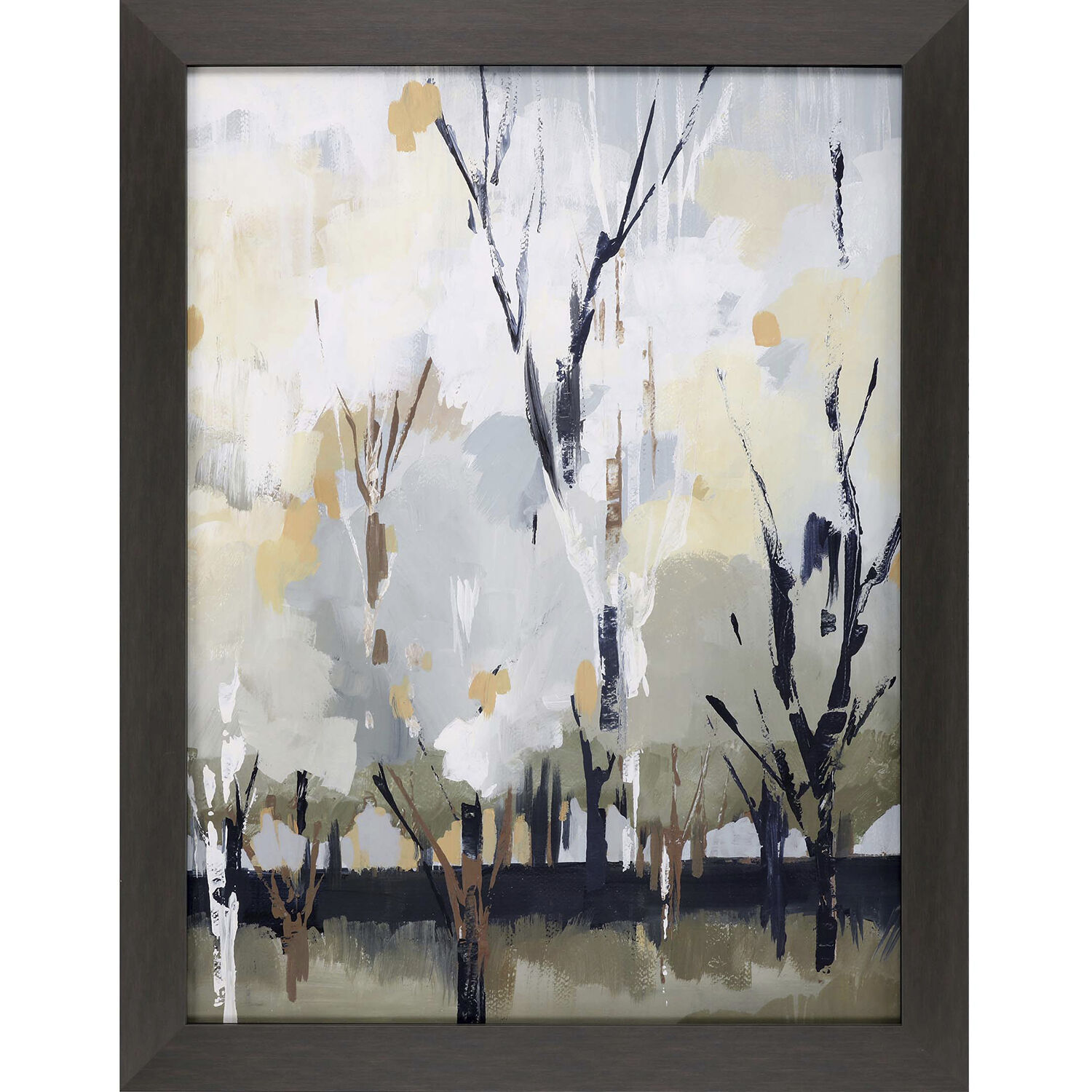 Silversong Birch White and Blue and Brown and Multi Framed Art