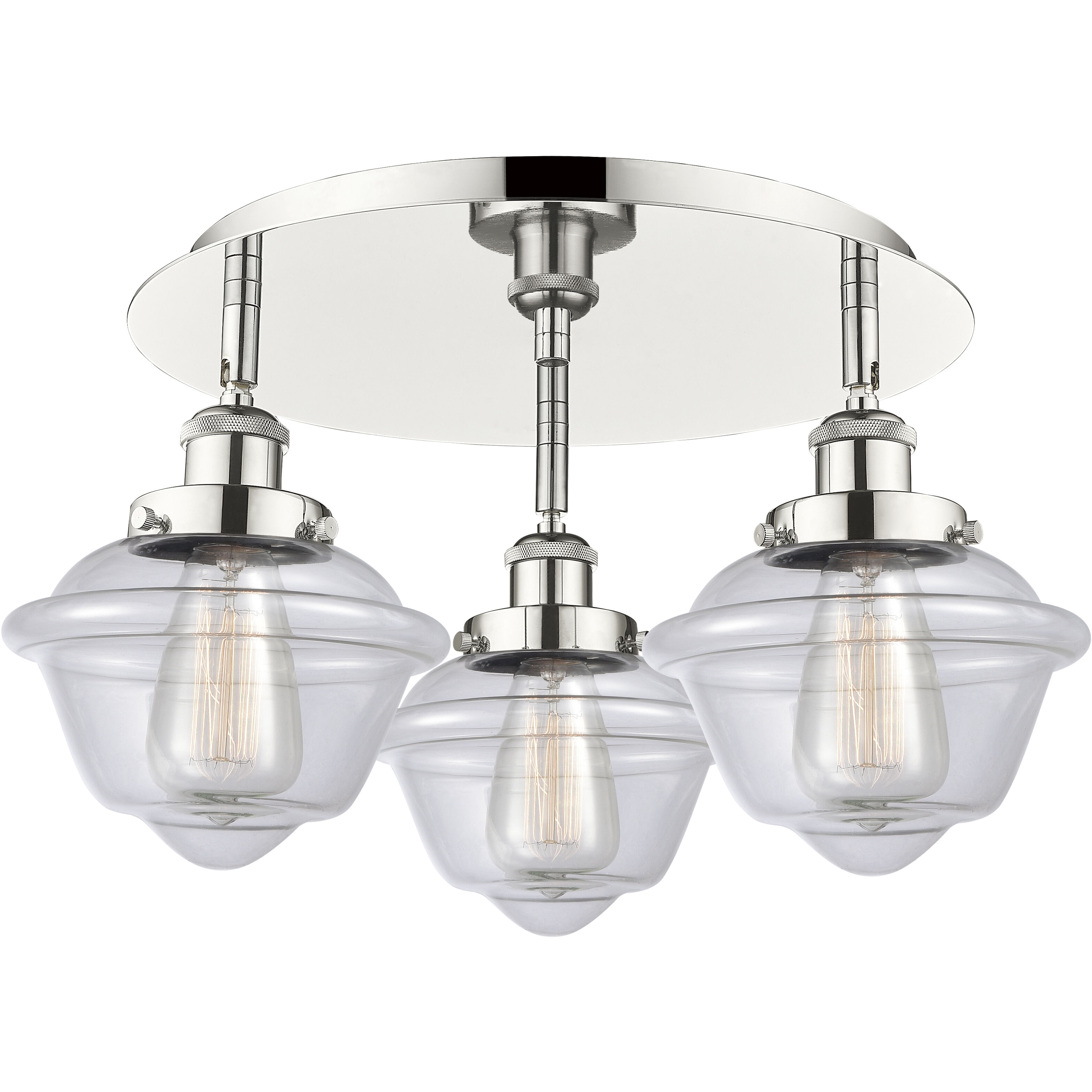 Oxford 3 Light 18.25 inch Polished Nickel Flush Mount Ceiling Light in Clear