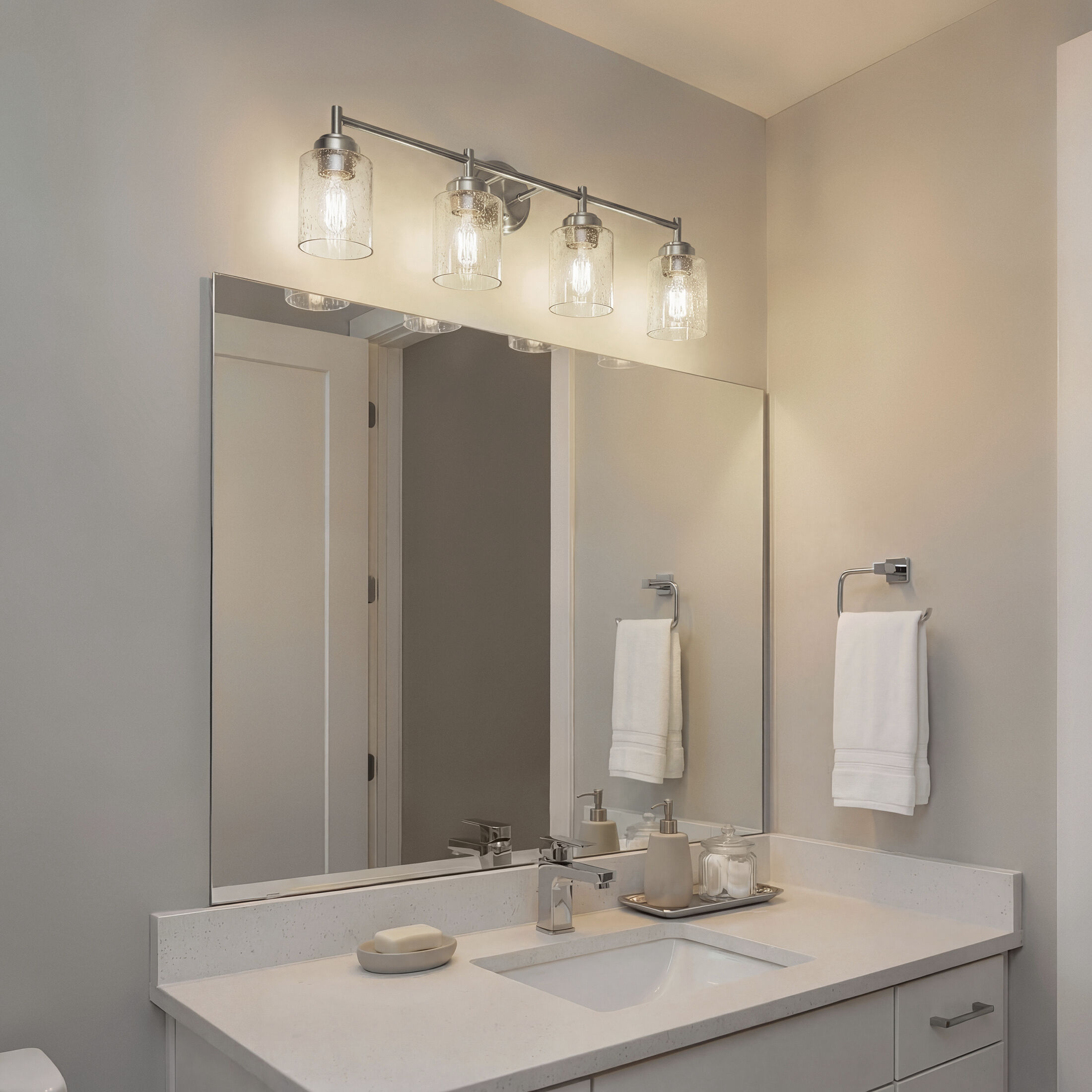 Winslow 4 Light 30 inch Brushed Nickel Wall Mt Bath 4 Arm Wall Light 