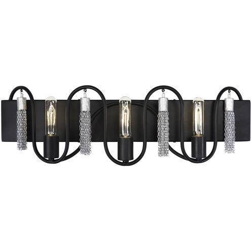 Darden 3 Light 28 inch Matte Black/Painted Chrome Bath Vanity Light Wall Light