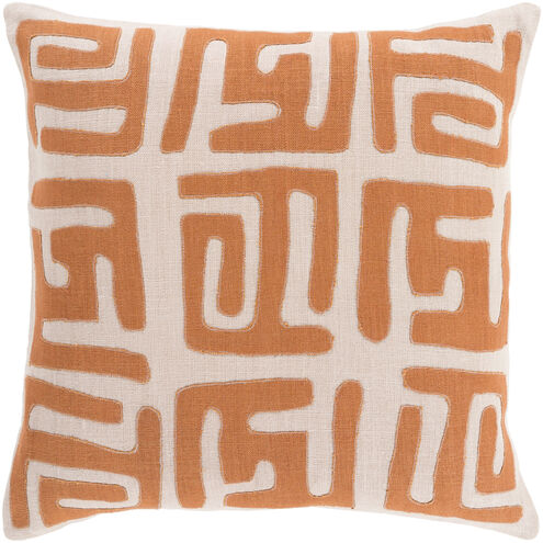 Nairobi 22 X 22 inch Burnt Orange and Tan Throw Pillow