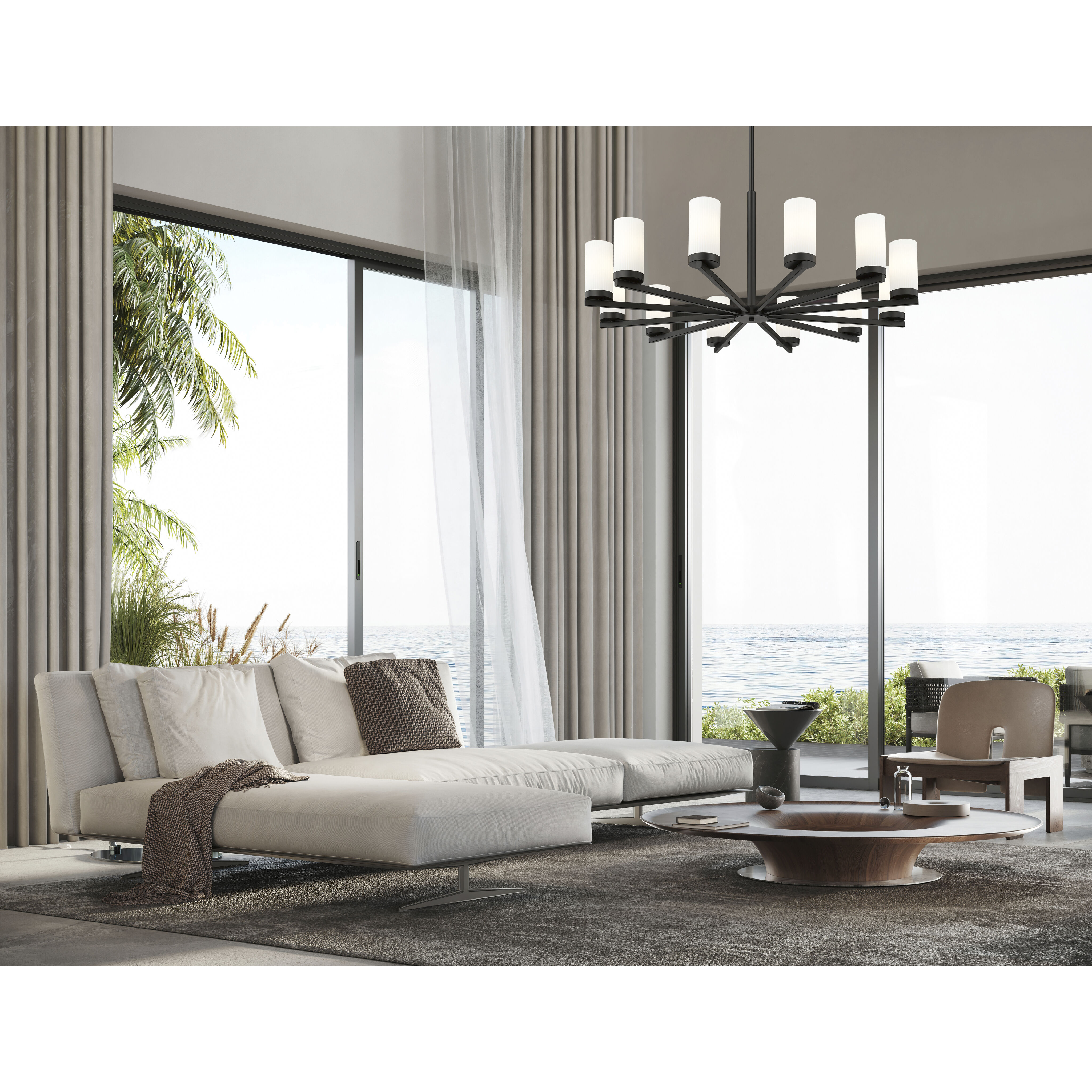 Danica 12 Light 39 inch Matte Black Chandelier Ceiling Light