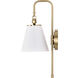 Dover 1 Light 7 inch White/Vintage Brass Bathroom Vanity Lights Wall Light