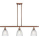 Ballston Castile LED 36 inch Antique Copper Island Light Ceiling Light in Clear Glass, Ballston