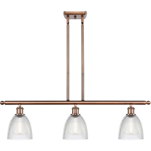 Ballston Castile LED 36 inch Antique Copper Island Light Ceiling Light in Clear Glass, Ballston
