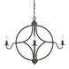 Caspian 4 Light 33 inch Antique Black Iron Chandelier Ceiling Light, Caged