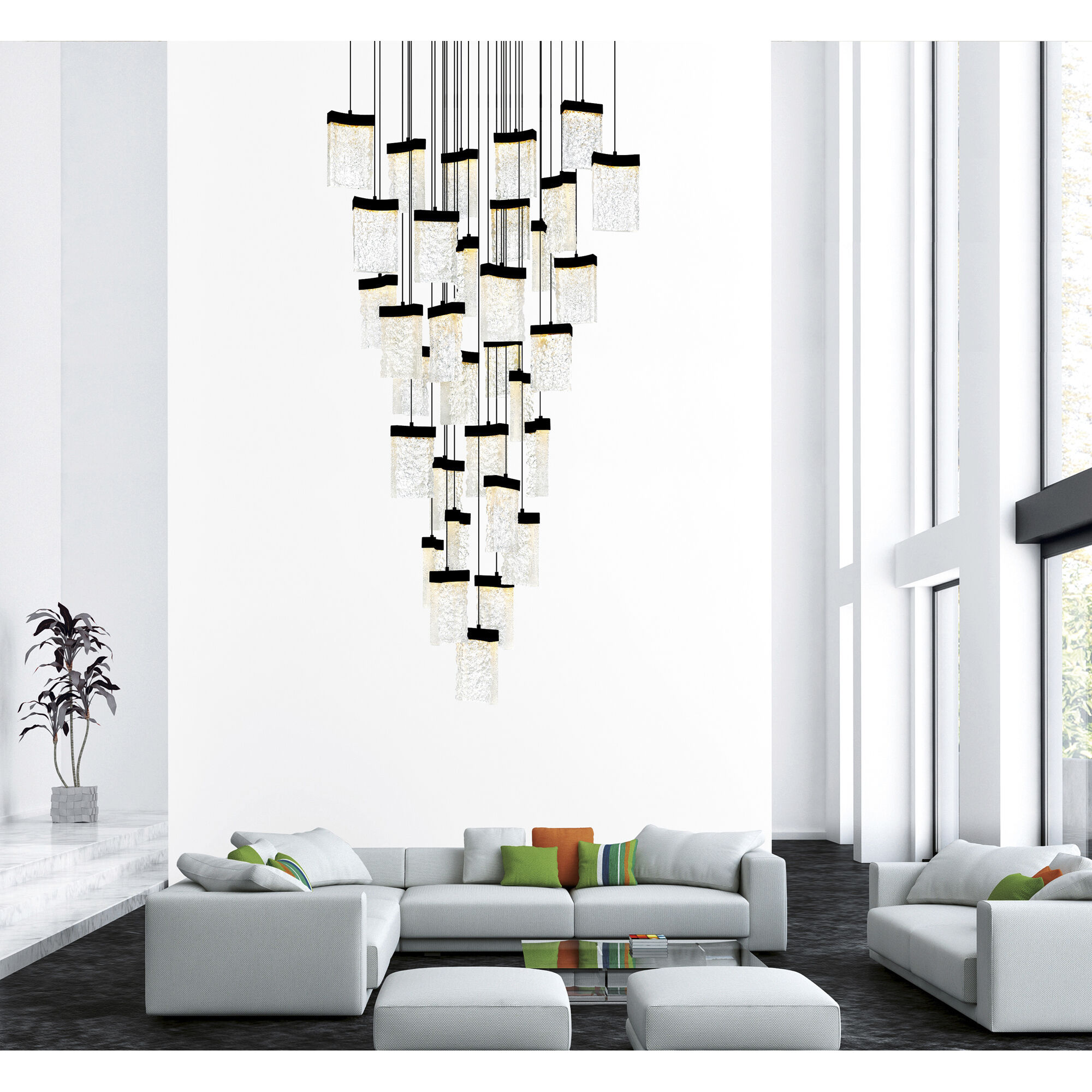 Lava LED 36 inch Black Chandelier Ceiling Light