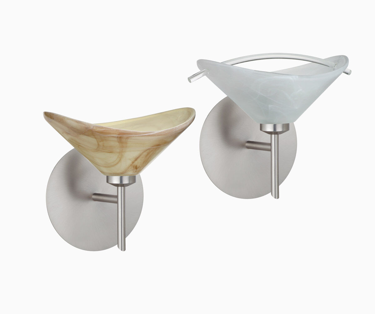 Hoppi 1 Light 8 inch Satin Nickel Mini Sconce Wall Light in Halogen, Mocha Glass