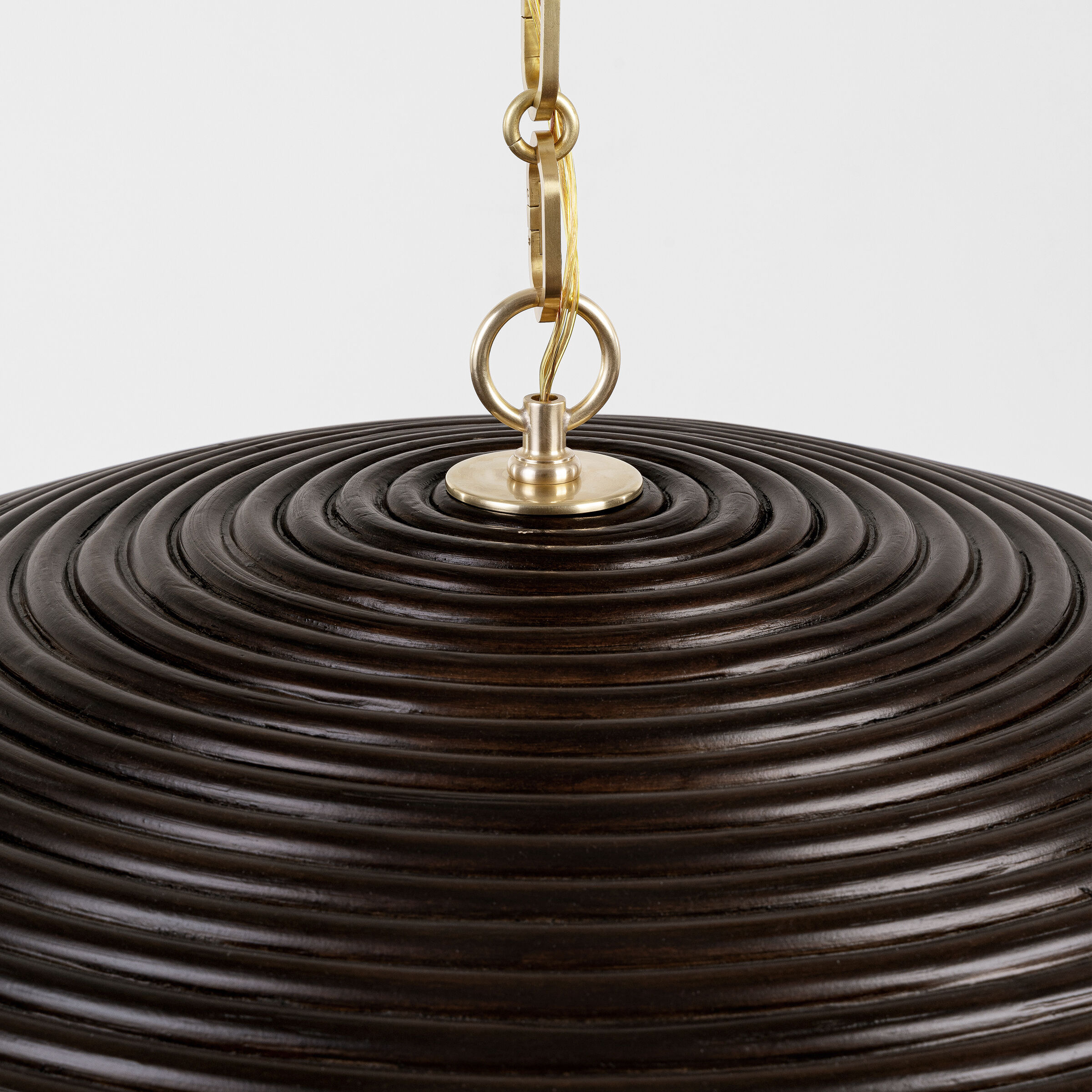 Suzanne Kasler Emerson LED 42.25 inch Hand-Rubbed Antique Brass Pendant Ceiling Light in Espresso Rattan