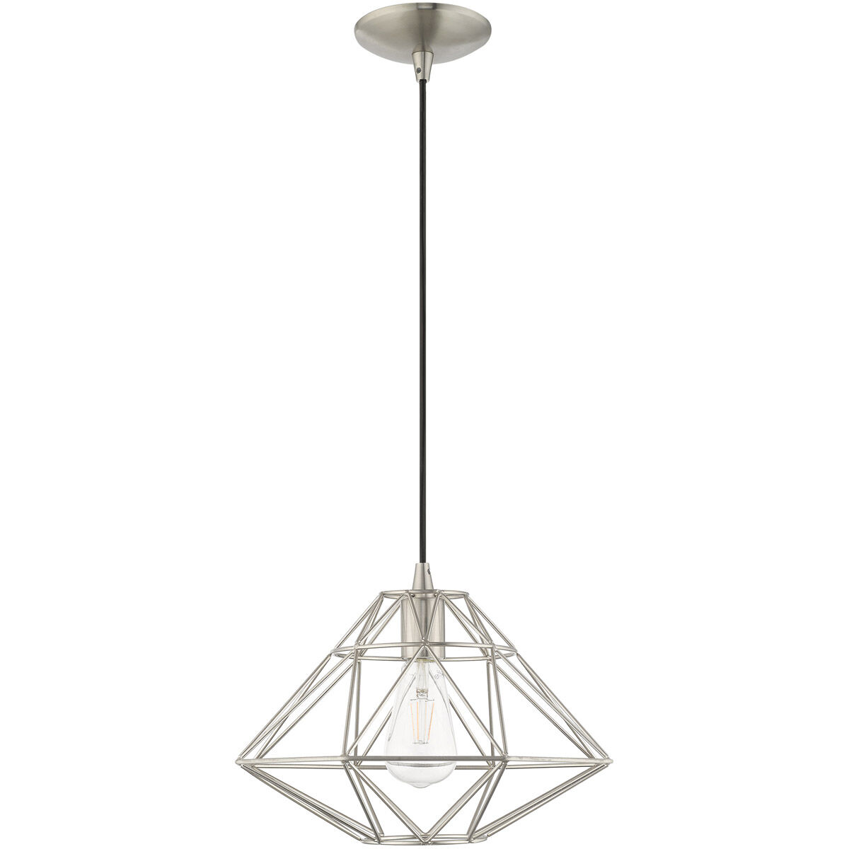 Geometric 1 Light 14 inch Brushed Nickel Mini Pendant Ceiling Light