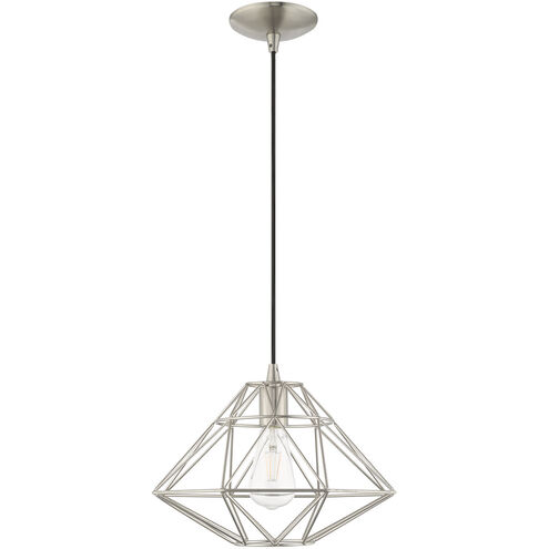 Geometric 1 Light 14 inch Brushed Nickel Mini Pendant Ceiling Light