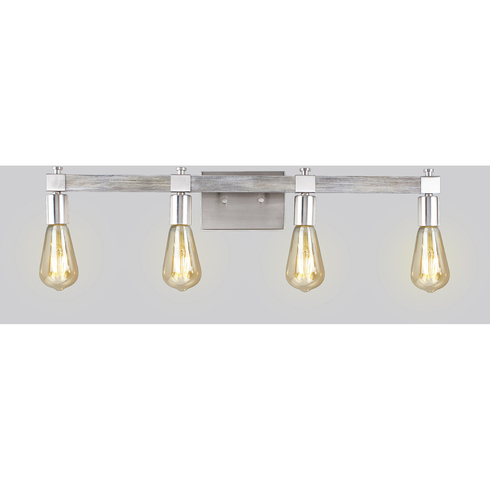 Westbury 4 Light 5.5 inch Painted Grey Wood Effect and Brushed Nickel Bath Vanity Wall Light